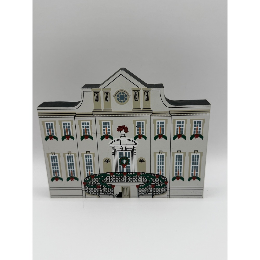 The Cat's Meow Village 1996 The Swan House Atlanta Christmas Series Wood‎ Block
